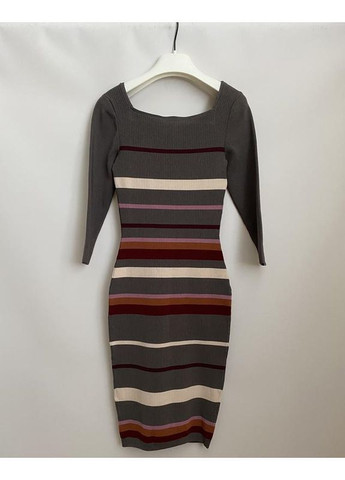 Сіра бандажне плаття сукня платье в полоску смужка обтяжку по фігурі трикотаж Vero Moda