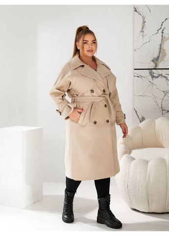 Молочне демісезонне Пальто жіноче кашемірове довге двобортне демісезон двобортне No Brand