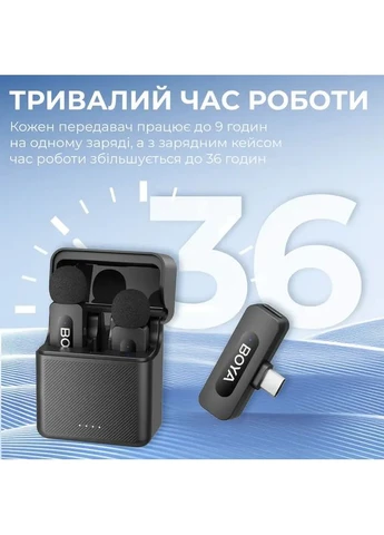 Беспроводной петличный микрофон BY-V30 Type-C Black Boya (395410324)