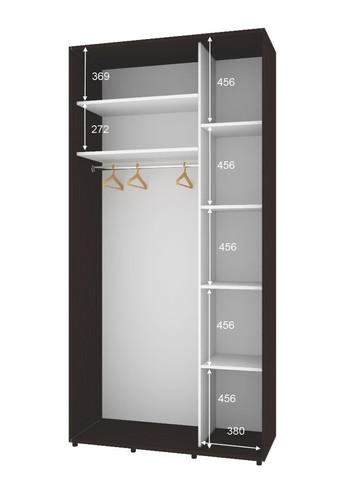 Шкаф-купе двухдверный Комфорт Мебель 110*60*240 см Венге ДСП + Зеркало Стандарт Комфорт Меблі (360434855)