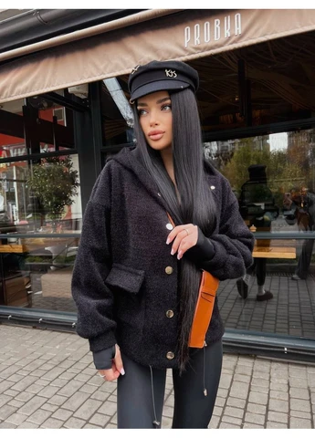 Хутряна кофта з кишенями на змійці з капюшоном. No Brand (382225772)