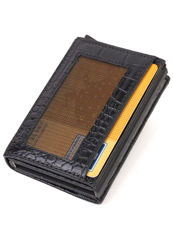 Картхолдер унісекс у три складання з автоматичним механізмом з натуральної шкіри 21930 Чорний Canpellini (329146970)