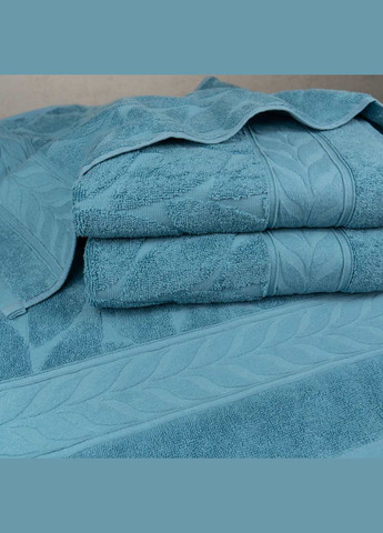 GM Textile полотенце махровое для лица и рук 40x70см премиум качества листья 550г/м2 () бирюзовый производство -