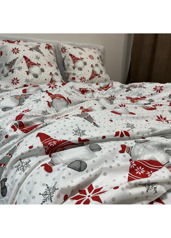 Зимова постільна білизна фланель (байка) євро розмір білого кольору - м'якість, тепло та новорічний настрій! No Brand (367912393)