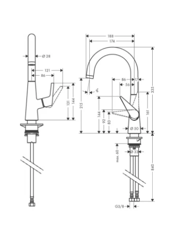Смеситель для кухонной мойки Talis S 72814000 Hansgrohe (314977581)