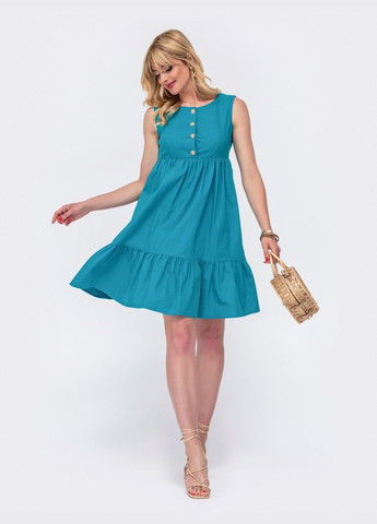 Бірюзова кежуал розкльошене плаття із завищеною талією бірюзового кольору Dressa однотонна