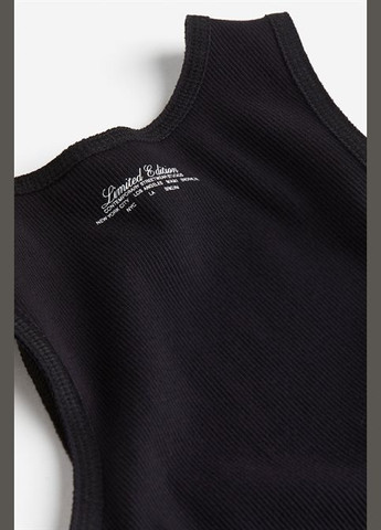 Жилет-топ жіночий чорний із ребристого бавовняного джерсі -XXS H&M (340673788)