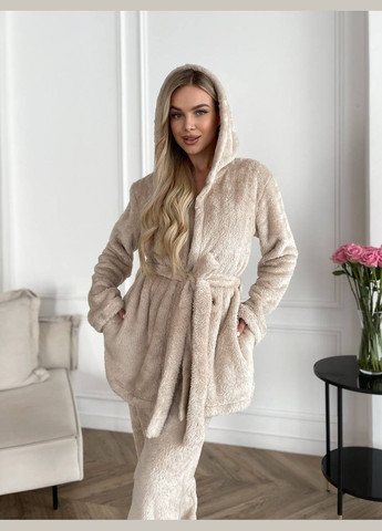 Бежевая всесезон пижама тройка No Brand