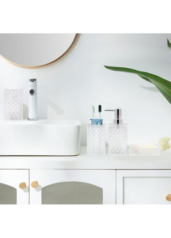 Набор аксессуаров 4в1 для ванной и душа, дозатор для мыла, мыльница, стаканы,материал акрил стаканы,прозрачный No Brand (363045029)