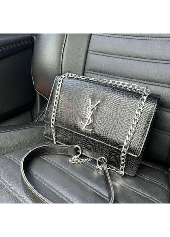 Жіноча міні сумочка чорна рептилія на плече з ланцюжком ProDobro (363259157)