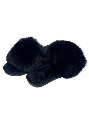 Кімнатні тапочки жіночі пухнасті чорні 6098-1 Sanlin (298344786)