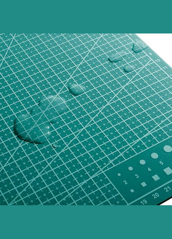 Мат для резки, формат А4, с разметкой, полиуретан, односторонний, толщина 1.5 mm Green No Brand (325432548)