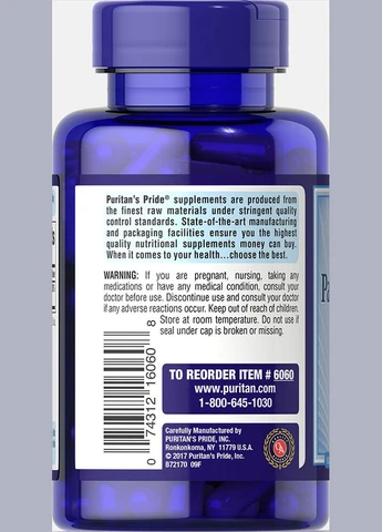 Puritan's Pride Pantothenic Acid 550 mg 100 капсул Puritans Pride (387023673)