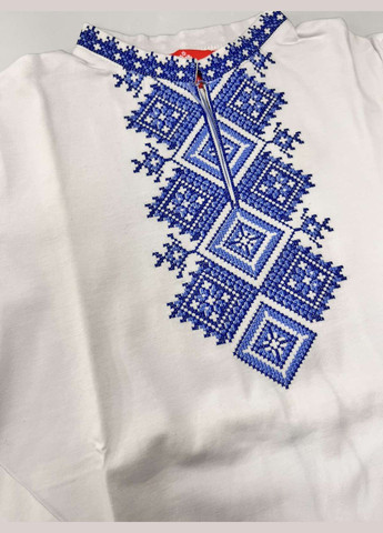 Белая вышиванка трикотажная Piccolo узор геометрический хлопок (304667082)