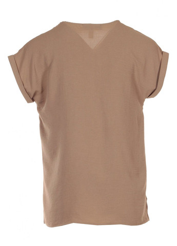 Бежева жіноча однотонна блуза з круглим коміром (ll142810089) LadyLike