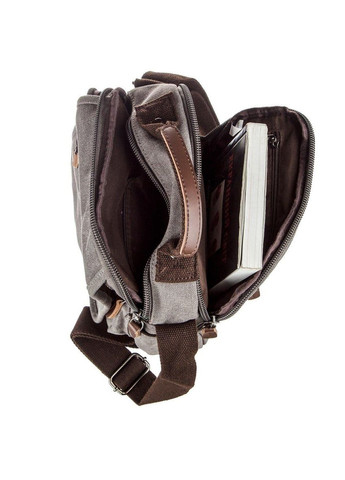 Універсальна текстильна чоловіча сумка на два відділення 20198 Сіра Vintage (329150144)