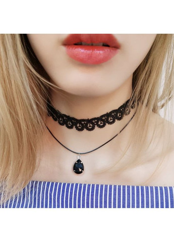 Чокер жіночий, з мережива, з ниткою і підвіскою "Magio" (чорний) China (367623212)