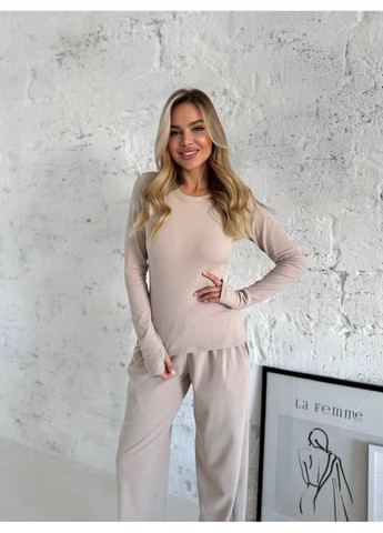 Жіночий прогулянковий термокостюм бежевого кольору 35788 Fashion (366883436)