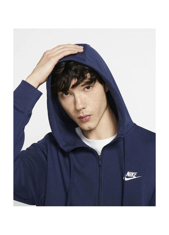 Синя демісезонна бомбер чоловічий m nsw club hoodie fz bb (bv2645-410) Nike