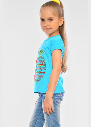 Голубая летняя футболка детская для девочки голубого цвета Let's Shop