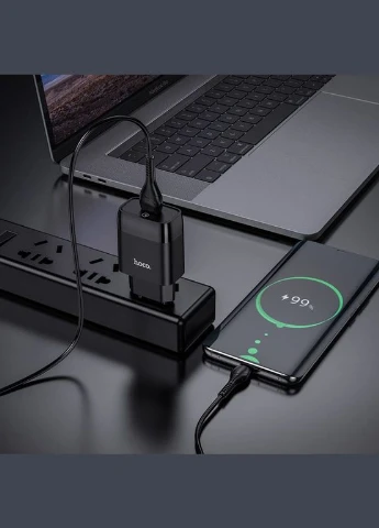 Зарядний пристрій для телефону Android + кабель MicroUSB C72Q |1USB, 3.0A| Чорний Hoco (337351689)