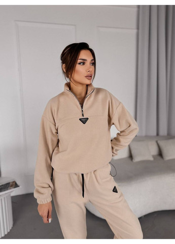 Женский костюм флисовый бежевого цвета 35619 Fashion (366074760)