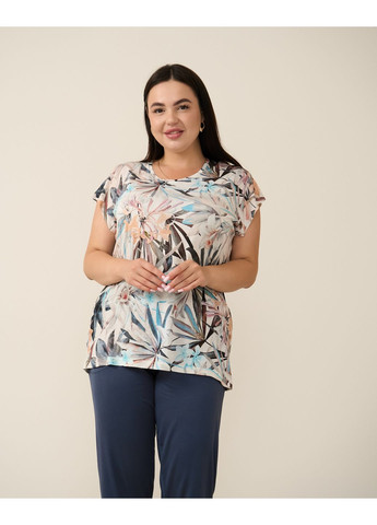 Бежева жіночий комплект plus size з капрі Nicoletta