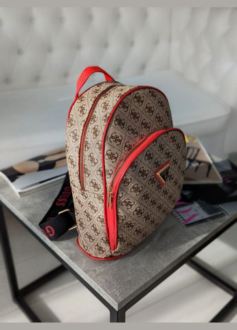 Жіночий бежевий + червоний рюкзак LUX No Brand (322464635)