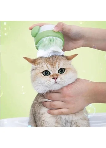 Щітка силіконова масажна Cleaning Device з дозатором, Grey для миття тварин Semi (378785224)