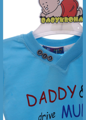 Голубая летняя футболка с пуговицей см (38054) BABYKROHA