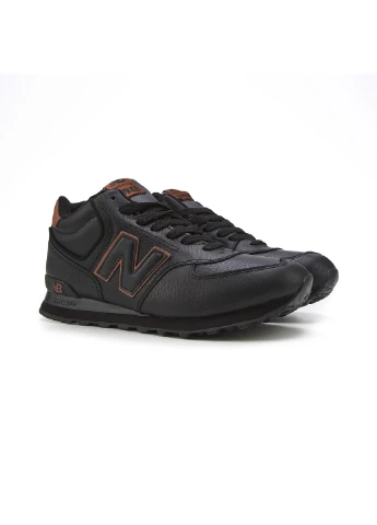 Чорні кросівки зимові чоловічі new balance 574 winter black brown fur | нью беланс 574 чорні коричневі з хутром зимовий No Brand