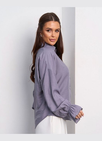 Серая повседневный рубашка однотонная ISSA PLUS с длинным рукавом