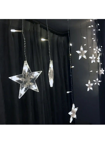 Гірлянда штора зірки світлодіодна святкова на вікно з роботою від мережі контролером 3 м 13 фігур (481913-Prob) Холодна біла Unbranded (368455777)