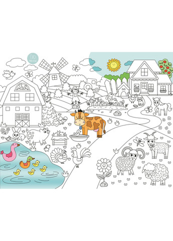Раскраска Ферма Мега большая раскраска набор с фломастерами 120х150 см No Brand (339871455)
