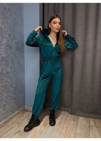 Велюровий комбінезон жіночий No Brand зелений