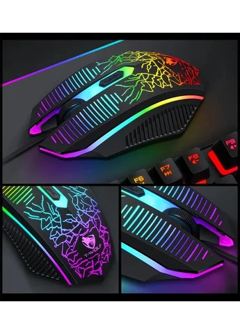 Ігровий комплект клавіатура та миша навушники килимок 4в1 Linmoni TF-400 Kit з RGB підсвічуванням для геймерів No Brand (393960090)