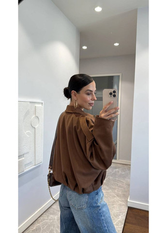 Жіночий замшевий бомбер вільного крою MonCher на блискавці (361310474)