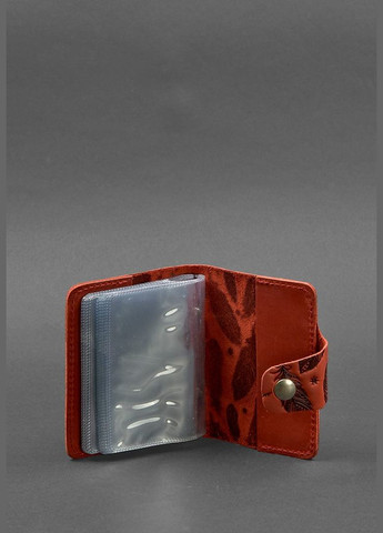 Кожаный кард-кейс 7.1 (Книжечка) коралловый с перьями Crazy Horse (A-027775) BlankNote (328444867)