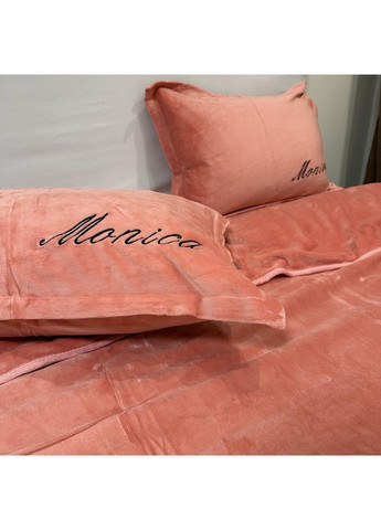 Велюровий набір постільної білизни євро розмір рожевий колір No Brand (367912396)