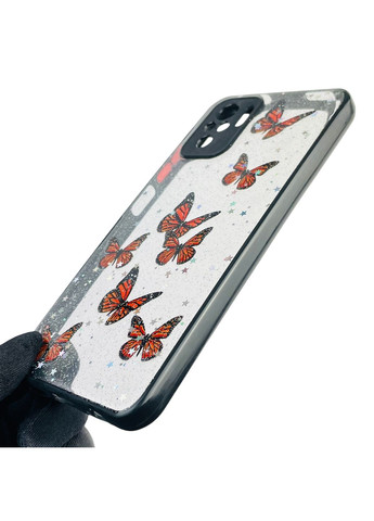 Чехол для POCO M5s с блёстками с бабочками на сяоми поко м5с черный Xiaomi (366386279)