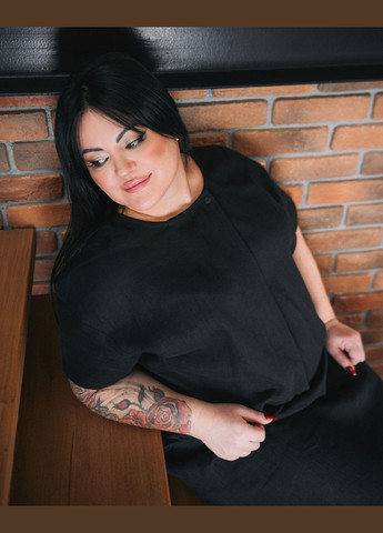 Лляний топ зі складкою та короткими рукавами HankaKohana Marisa (328931143)