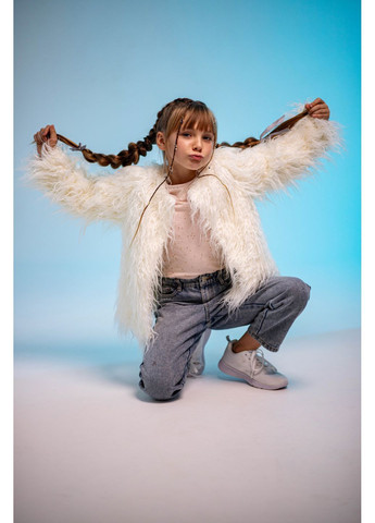 Дитяча шуба з штучного хутра лама біла No Brand (368895310)