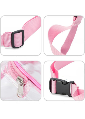 Бананка 00724 прозора поясна сумка жіноча на два відділи рожева No Brand (313235603)