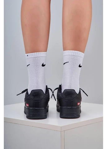 Чорні кросівки чоловічі nike air force 1 supreme black найк аір форс 1 чорні демісезон No Brand