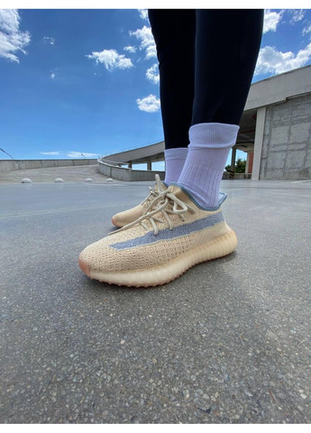 Жовті Осінні кросівки чоловічі adidas yeezy boost 350 v2 yellow linen адідас ізі буст No Brand