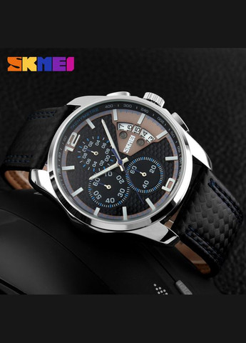 9106BU Silver-Black-Blue кварцевый сasual, классический Skmei (324089651)