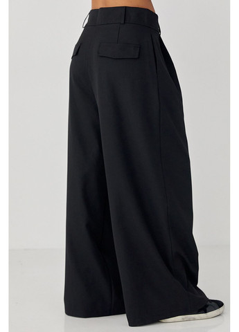 Классические однотонные брюки-палаццо со складками - черный цвет Lurex (370601840)