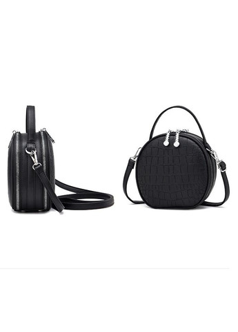 Кругла міні сумка клатч із екошкіри з блискавкою чорна (sku_623) No Brand (330575827)