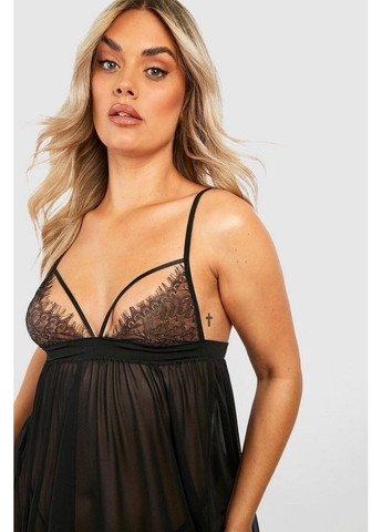 Чорний демісезонний комплект (пен'юар, стрінги) Boohoo