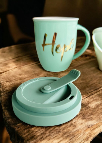 Термостійка чашка з кришкою "Hope" 380мл No Brand (331303504)